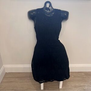 Banana Republic Factory Lace black skater dress sleeveless zip back